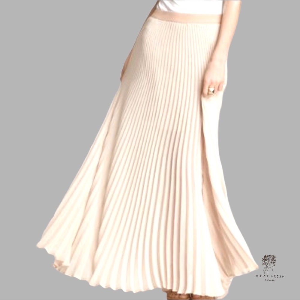Little Richie Peach Pink Sunburst Pleated Maxi Skirt Size S